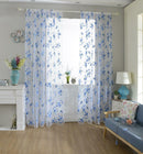 200x100cm Blue Floral Pattern Voile Tab Top Curtain Window Drapes Valances Panel