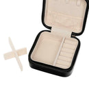 Portable Earrings Rings Storage Box PU Leather Jewelry Display Case (Black) A