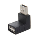 Black Right Angle USB 2.0 Type A Male to Female Adapter Connector