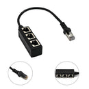 2x RJ45 Splitter Adapter 1 to 3 Port CAT 5/6 LAN Ethernet Socket Converter