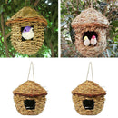 2x Handmade Woven Straw Bird Nest Cage Small House Shaped for Parrot Budgie