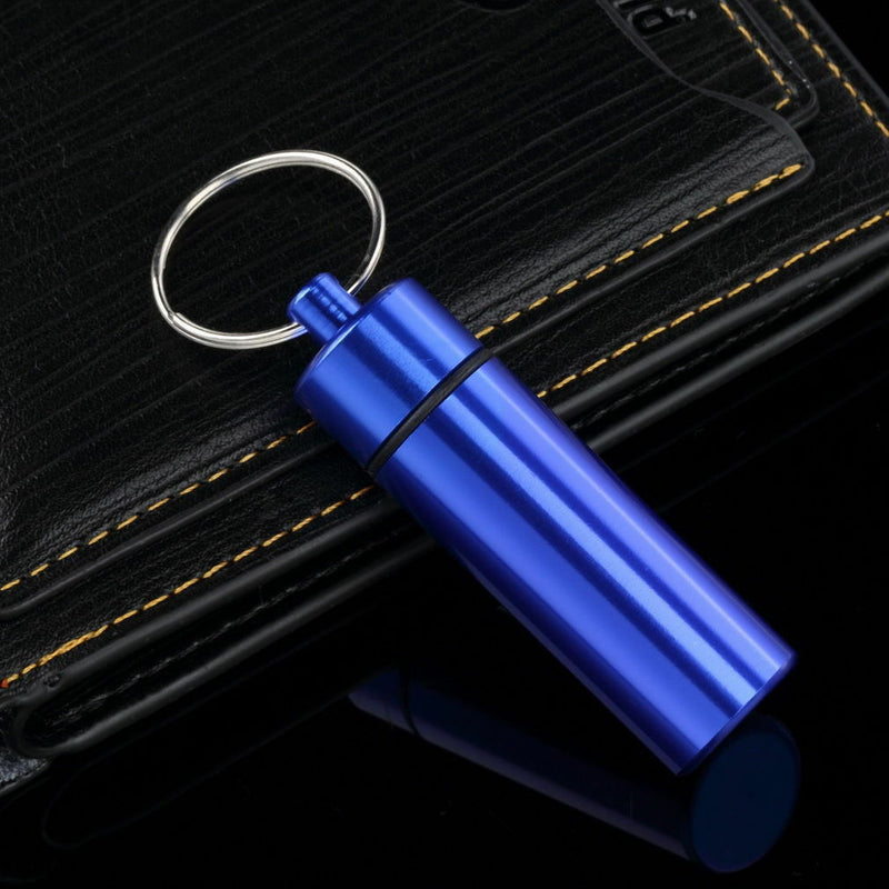 Medicine Bottle Keychain Case Container Waterproof Holder Aluminum Drug Box Case
