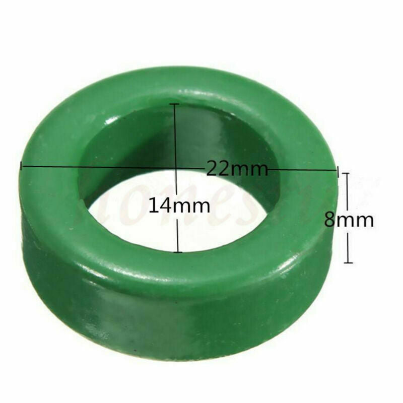Hot 5 Pcs 22mm x 14mm x 8mm Round Green Transformers Toroid Ferrite Ring Cores