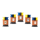 5x 1/100 Painted Trash Cans Mini Parking Train Building Garden Scenery Decor