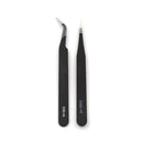 2Pcs/set New Black Anti-static Straight Curved Tweezers Fashion Tools MO