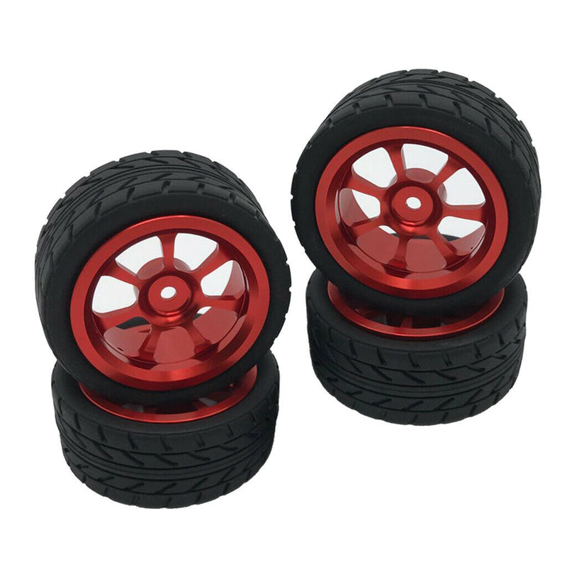 4Pieces Tires Wheel Rims Set fits WLTOYS 144001 1:14 A959 A949 RC Parts Red