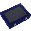 24 grid Display Box Jewelry Storage Glass Bracelet Watch pillow Buckle Blue L1P8