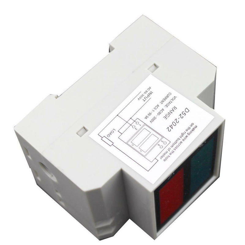 D52-2042 Din-Rail LED Voltage Ammeter Meter Voltmeter 80-300V AC 99.9A