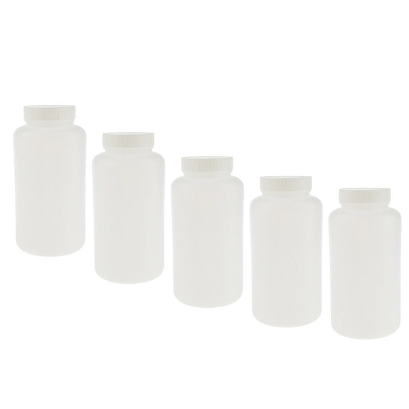1000ml 5pcs Plastic Reagent Bottle Blue Screw Cap Sample Vials with Lid