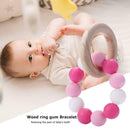 Nursing Bracelets Wooden Ring Baby Teether Silicone Chew Beads Toys (Pink) A