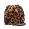 Women Plush Shoulder Crossbody Bag Mini Drawstring Clutch (Leopard Printed)
