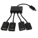 4-port Micro USB Cable Adapter Data Cable OTG Hub Cable 3 X USB Ports 1x Micro