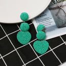 Bohemian Ethnic Style Geometric Round Love Rice Beads Pendant Big Earrings  W1D1