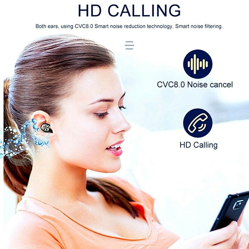 Wireless Earbuds Stereo Headphone 5.0 Noise Canceling Waterproof Headset 2020