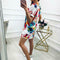 Summer O-neck Short Sleeve Women Dress Casual Floral Dresses (White L) A