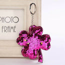Four Leaf Clover Key Ring Keychain Glitter Pompom Sequins Key Chain Gift Fo