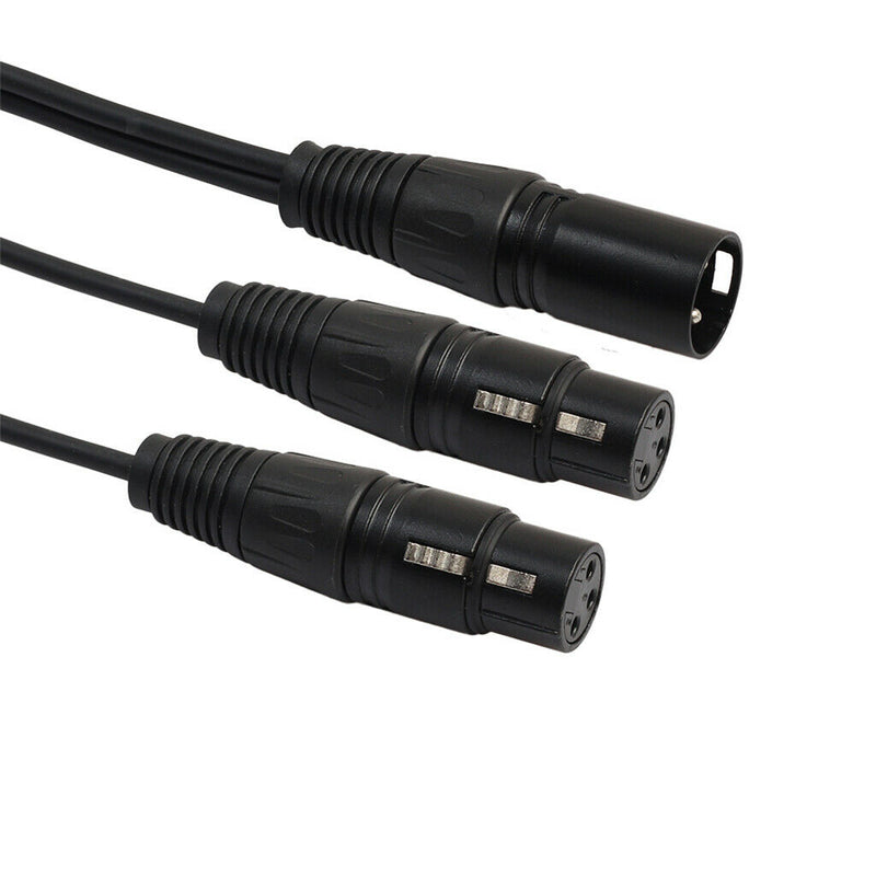 2Pack XLR 3Pin Male to Dual XLR Female Splitter Cable Adapter Converter 1ft