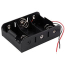 5X( 7.9" Wire Leads Black 3 x 1.5V C Battery Batteries Holder Case F4W7)