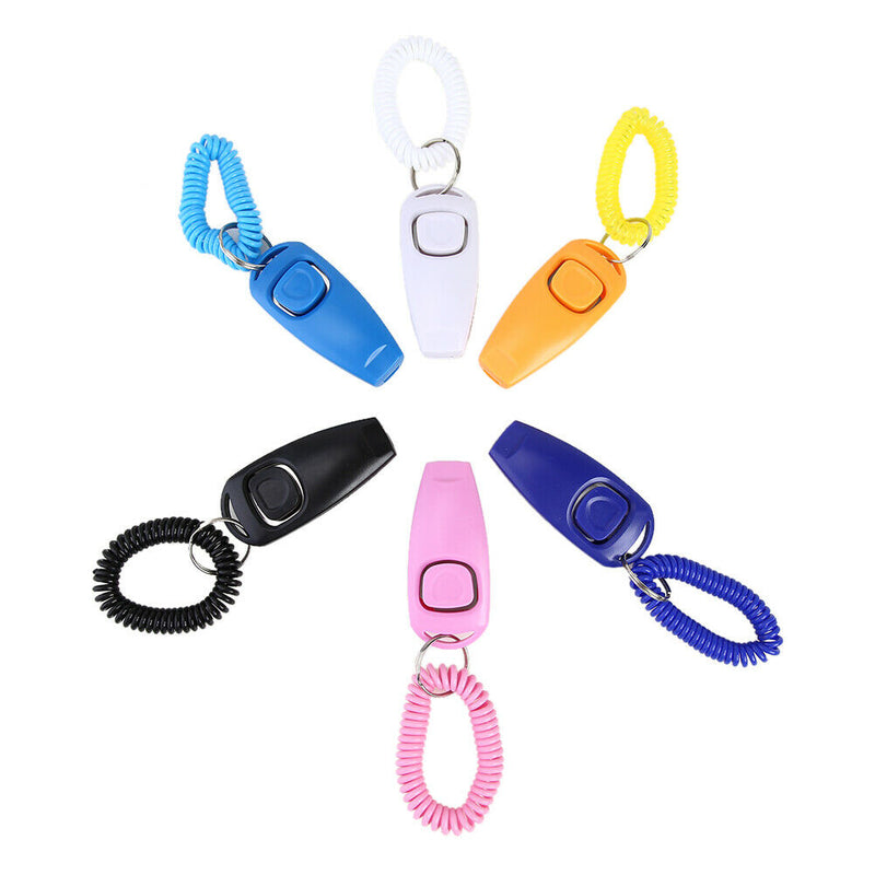 6pcs 2 in 1 Pet Supplies Dog Whistle Clicker Wrist Strap Puppy Trainer Aids A