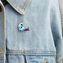 Simple Cartoon Girl Sea Wave Enamel Collar Pins Badge Corsage Brooch Jewelry M&E