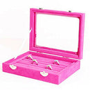 Jewelry Box Organizer 8 Grids with Glass Showcase Storage Container - Red U7G2