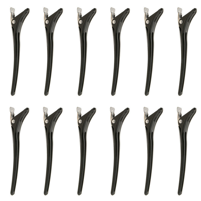 12pcs Wide Clips Salon Hair Grip Clamps Hairdressing Tool Hairpin Black