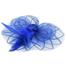 Flower Feather Fascinator Headband Hat Wedding Prom Ladies, Blue