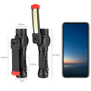 7 Modes Work LED Light Rechargeable Flashlight COB Magnetic Lamp Torch