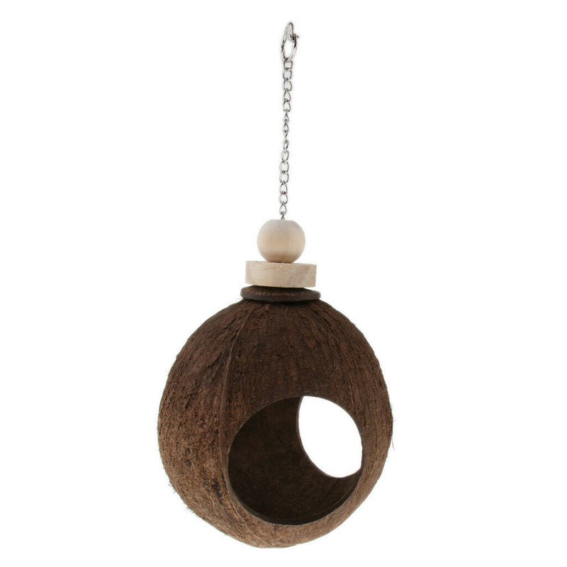 Natural Coconut Shell Bird Nest House Hut Cage Bird Supplies Parrot Feeder