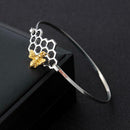 Fashion Women Geometric Honeycomb Bangle Bee Pendant Charm Bracelet Jewelry
