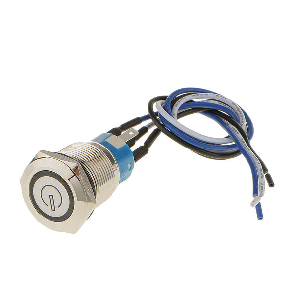 2pcs 12V LED on-Off Stainless Steel Push Button Dash Panel Bulb Light Switch