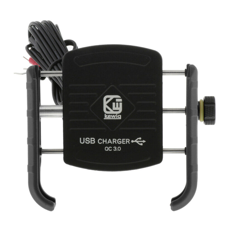 Stable Motorcycle Handlebar Phone Holder+QC3.0 Smart Quick Charger Black