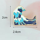 Simple Cartoon Girl Sea Wave Enamel Collar Pins Badge Corsage Brooch Jewelry M&E