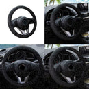 Black Car Steering Wheel Cover Microfiber Leather Breathable 15''/38cm Anti P3P5