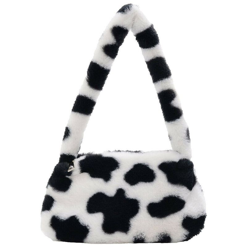 Animal Pattern Underarm Bag Women Mini Plush Shoulder Handbags Purse (6)