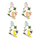 4 Alloy Enamel Flower Branch Bird Connector Necklace Pendant Bracelet Charms