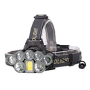 8 Head 2*XML-T6+5*XPE LED+COB LED Rechargeable Head Light Flashlight Torch La3C
