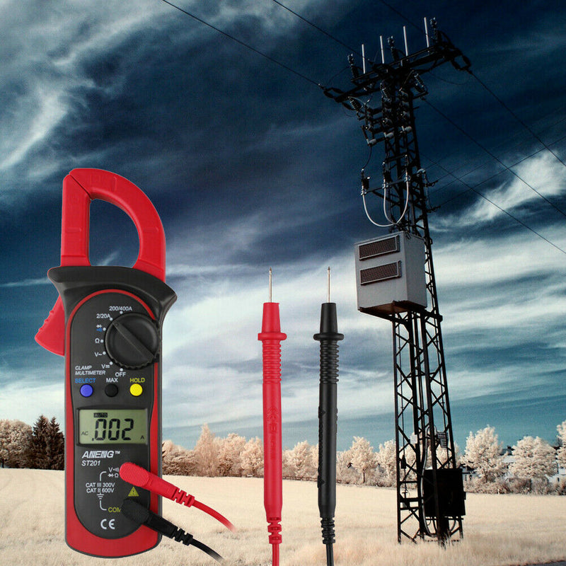ST-201 Digital Auto Range Clamp Multimeter Tester Meter DMM AC DC Volt Ohm
