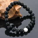 2Pcs Distance Bracelet Couple His Hers Black Matte Beads White Howlite Deluxe