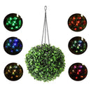 Solar LED Lantern Outdoor Garden Hanging Lamp Artificial Leaf Topiary Ball