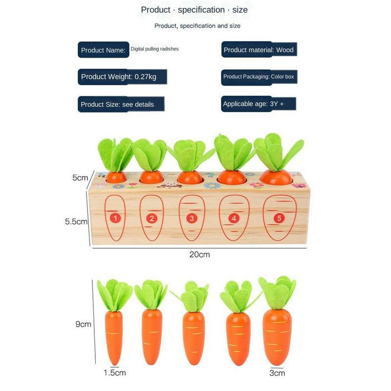 Edicational Carrots Harvest Wooden Matching Game Funny Toys for Boys Girls Gift