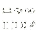 20 PCS/Set 14/16G Body Piercing Kit Needle Belly Eyebrow Nipple Nose Lip Ri 3C