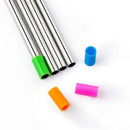 Set of 4 Stainless Steel Straws with Cleaning Brush and Silicon Covers 23cm A3S9