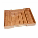 1X(Retractable Multi-Functional Bamboo Storage Box Cutlery Tray Bamboo Draw