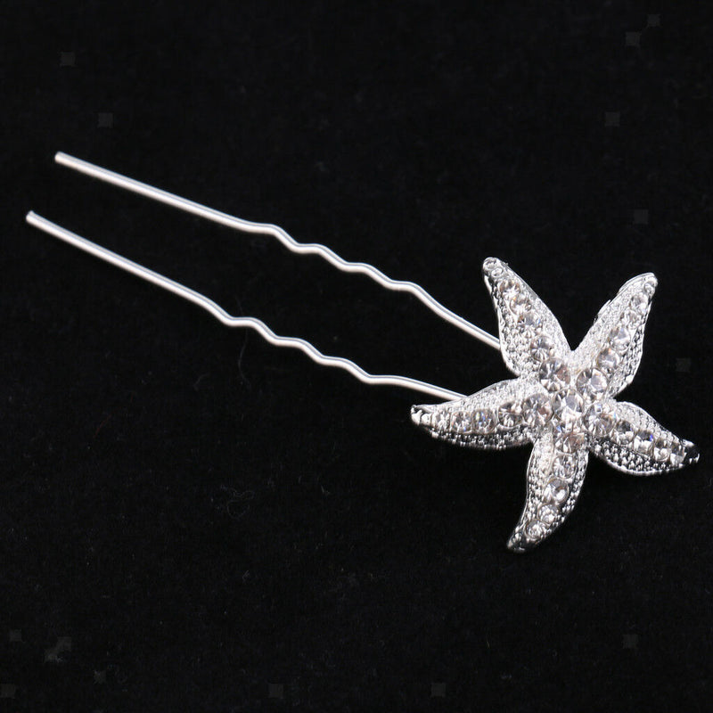 10 Pieces Sea Star Crystal Headpiece Fancy Hair Party Wedding Bride Jewelry