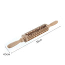 1x Christmas Wooden Rolling Pin Embossing Baking Cookies Cake Dough Xmas Biscuit