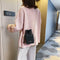 Elegant Leather Messenger Bag Women Shoulder Drawstring Handbag (Black)