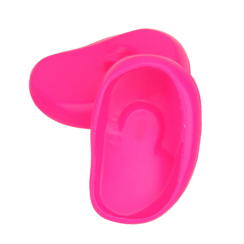2pcs Salon Hair Dye Ear Covers Earmuffs Prevent from Stain (Rose Red)