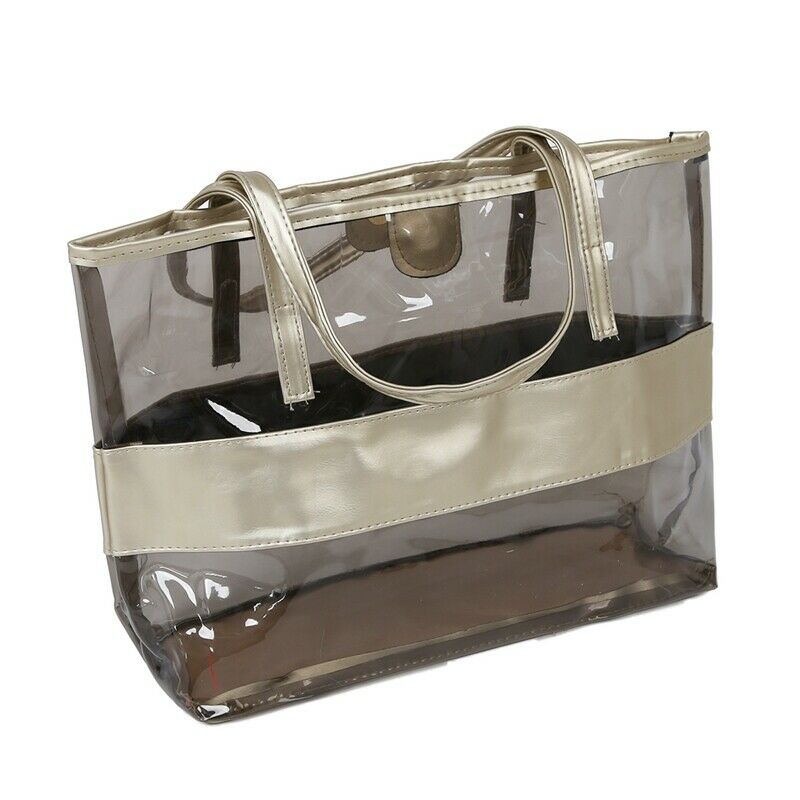 Waterproof Half Transparent Hand Bag, PVC Beach Bag and Polyester with Smal D1T1