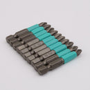 10pcs 50mm Anti Slip Hex Shank PH2 Cross Head Screwdriver Bits Tools (Blue)